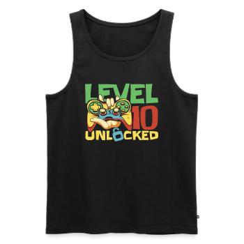 Gamer Gaming Level 10 Unlocked - Men's Premium Organic Tank Top - black - Front - Michal (187cm)
