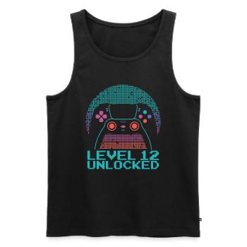 Gamer Gaming Level 12 Unlocked - Men's Premium Organic Tank Top - black - Front - AI Model Male 178 light (178cm)