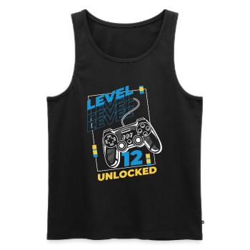 Gamer Gaming Level 12 Unlocked - Men's Premium Organic Tank Top - black - Front - AI Model Male 178 light (178cm)