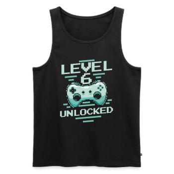 Gamer Gaming Niveau 6 Débloqué - Débardeur bio Premium Homme - noir - Devant - Michal (187cm)