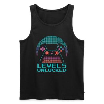 Gamer Gaming Level 5 Unlocked - Männer Premium Bio Tank Top - Schwarz - Vorne - Michal (187cm)