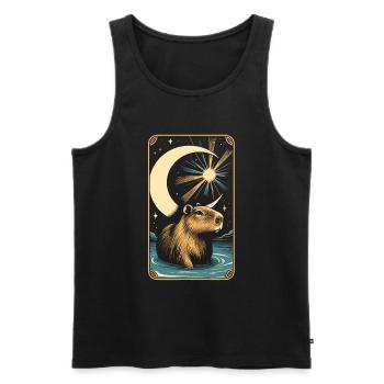 Capybara Capybara Lune - Débardeur bio Premium Homme - noir - Devant - Michal (187cm)