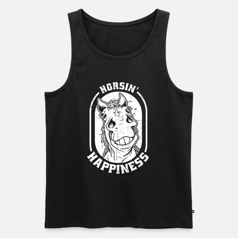 Pferd Reitsport - Männer Premium Bio Tank Top - Schwarz