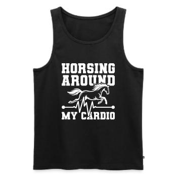 Horse Equestrian Ekg - Men's Premium Organic Tank Top - black - Front - AI Model Male 178 light (178cm)
