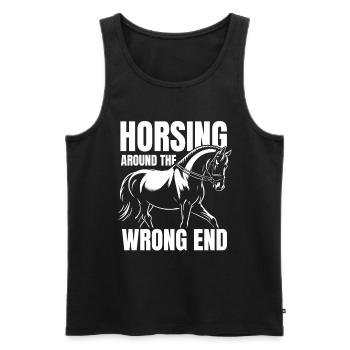 Sports équestres équestres à cheval - Débardeur bio Premium Homme - noir - Devant - AI Model Male 178 light (178cm)