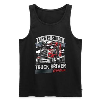 Lkw Fahrer Trucker Lastwagenfahrer - Männer Premium Bio Tank Top - Schwarz - Vorne - Michal (187cm)