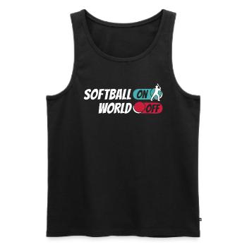 Softball Softball On World Off - Débardeur bio Premium Homme - noir - Devant - Michal (187cm)