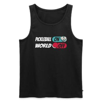 Pickleball Pickleball On World Off - Men's Premium Organic Tank Top - black - Front - Michal (187cm)