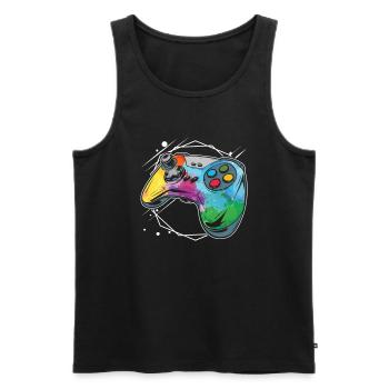 Gamer Gaming Aquarell Gaming Controller - Männer Premium Bio Tank Top - Schwarz - Vorne - Michal (187cm)