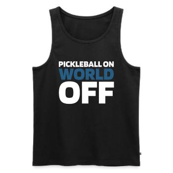 Pickleball Pickleball On World Off - Männer Premium Bio Tank Top - Schwarz - Vorne - Michal (187cm)