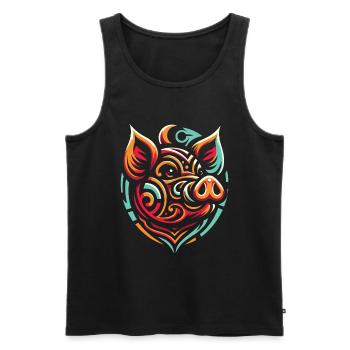 Pig Pig Farmer Moon Phases - Men's Premium Organic Tank Top - black - Front - AI Model Male 178 light (178cm)