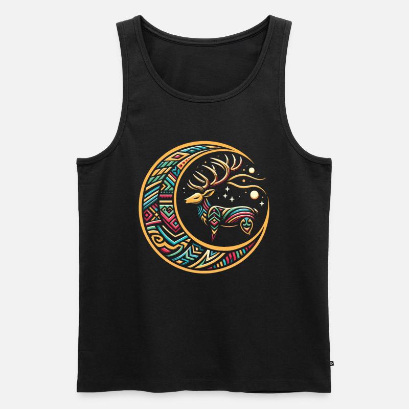 Hirsch Stammes Moon - Männer Premium Bio Tank Top - Schwarz