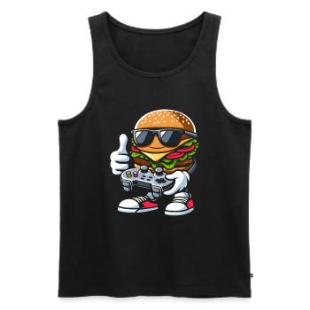 Gamer Gaming Burger Gaming Controller - Männer Premium Bio Tank Top - Schwarz - Vorne - Michal (187cm)