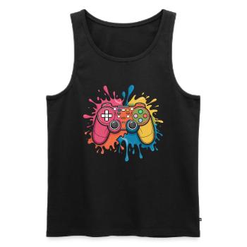 Gamer Gaming Aquarell Gaming Controller - Männer Premium Bio Tank Top - Schwarz - Vorne - Michal (187cm)