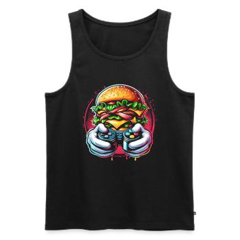 Gamer Gaming Burger Gaming Controller - Männer Premium Bio Tank Top - Schwarz - Vorne - Michal (187cm)