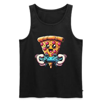 Gamer Gaming Pizza Gaming Controller - Men's Premium Organic Tank Top - black - Front - Michal (187cm)