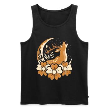 Deer Wild Floral Moon - Men's Premium Organic Tank Top - black - Front - AI Model Male 178 light (178cm)