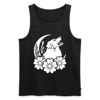Australian Shepherd Wilde Blumen Floral Moon - Männer Premium Bio Tank Top - Schwarz - Vorne - Michal (187cm)