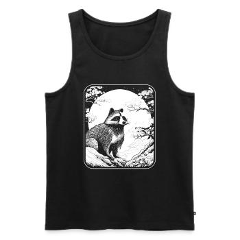 Waschbär Japan Cherry Blossom Moon - Männer Premium Bio Tank Top - Schwarz - Vorne - AI Model Male 178 light (178cm)