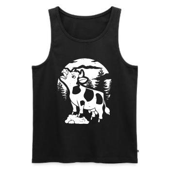 Cow Farmer Livestock Moon Howling - Men's Premium Organic Tank Top - black - Front - AI Model Male 178 light (178cm)