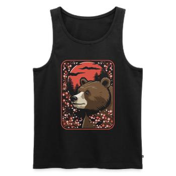 Bear Brown Bear Japan Cherry Blossom Moon - Men's Premium Organic Tank Top - black - Front - Michal (187cm)