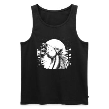 Horse Equestrian Moon Howling - Men's Premium Organic Tank Top - black - Front - Michal (187cm)