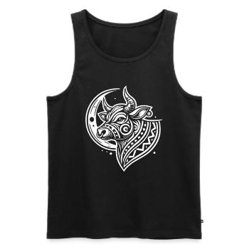Cow Farmer Livestock Moon Phases - Men's Premium Organic Tank Top - black - Front - AI Model Male 178 light (178cm)