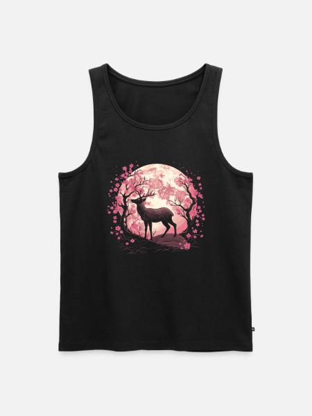 Deer Japan Cherry Blossom Moon - Men's Premium Organic Tank Top - black