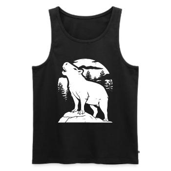 Capybara Wasserschwein Moon Howling - Männer Premium Bio Tank Top - Schwarz - Vorne - Michal (187cm)