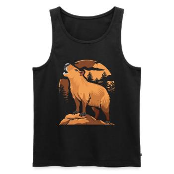 Capybara Wasserschwein Moon Howling - Männer Premium Bio Tank Top - Schwarz - Vorne - Michal (187cm)