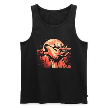 Cerf Lune Hurlement - Débardeur bio Premium Homme - noir - Devant - AI Model Male 178 light (178cm)
