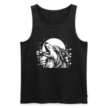 Australian Shepherd Moon Howling - Männer Premium Bio Tank Top - Schwarz - Vorne - Michal (187cm)