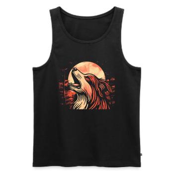 Australian Shepherd Moon Howling - Männer Premium Bio Tank Top - Schwarz - Vorne - Michal (187cm)