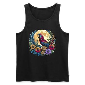Parrot Wild Flowers Floral Moon - Men's Premium Organic Tank Top - black - Front - Michal (187cm)