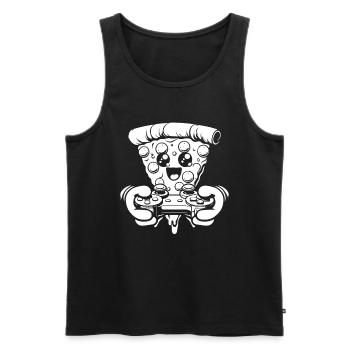 Gamer Gaming Pizza Gaming Controller - Men's Premium Organic Tank Top - black - Front - Michal (187cm)