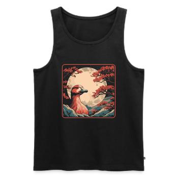 Ente Japan Cherry Blossom Moon - Männer Premium Bio Tank Top - Schwarz - Vorne - AI Model Male 178 light (178cm)