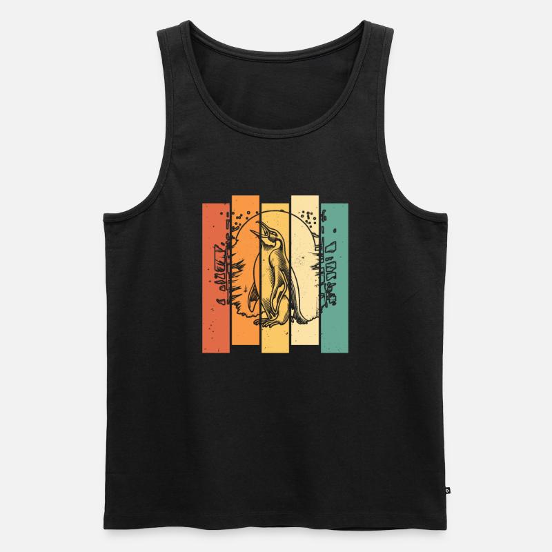 Pinguin Moon Howling - Männer Premium Bio Tank Top - Schwarz