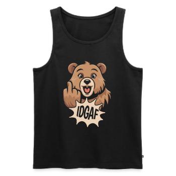 Bear Brown Bear Idgaf - Men's Premium Organic Tank Top - black - Front - AI Model Male 178 light (178cm)