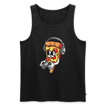 Gamer Gaming Pizza Gaming Controller - Men's Premium Organic Tank Top - black - Front - Michal (187cm)
