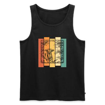 Cow Farmer Livestock Japan Cherry Blossom Moon - Men's Premium Organic Tank Top - black - Front - AI Model Male 178 light (178cm)
