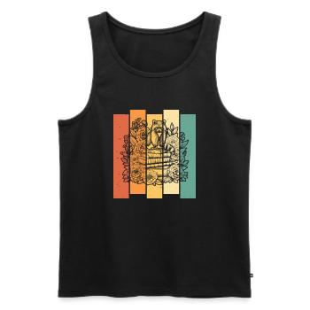 Raccoon Flower Book Reader Floral Cottagecore - Men's Premium Organic Tank Top - black - Front - AI Model Male 178 light (178cm)