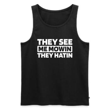 Rasenmäher Mähen - Männer Premium Bio Tank Top - Schwarz - Vorne - AI Model Male 178 light (178cm)