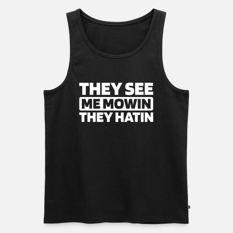 Rasenmäher Mähen - Männer Premium Bio Tank Top - Schwarz