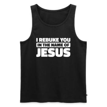 Christian Christianity - Men's Premium Organic Tank Top - black - Front - AI Model Male 178 light (178cm)