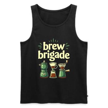 L’équipe du barista - Débardeur bio Premium Homme - noir - Devant - AI Model Male 178 light (178cm)