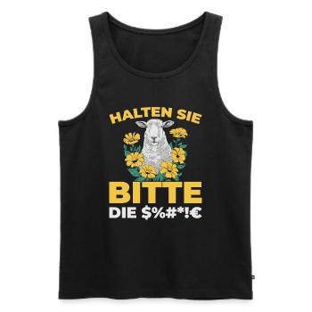 Schaf Halten Sie Bitte Die Fresse - Männer Premium Bio Tank Top - Schwarz - Vorne - Michal (187cm)