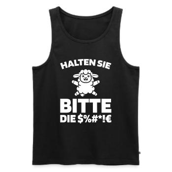 Schaf Halten Sie Bitte Die Fresse - Männer Premium Bio Tank Top - Schwarz - Vorne - Michal (187cm)