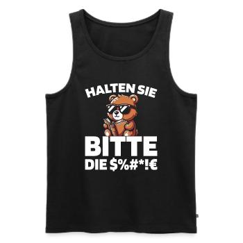 Bear Brown Bear Please keep your mouth shut - Men's Premium Organic Tank Top - black - Front - AI Model Male 178 light (178cm)