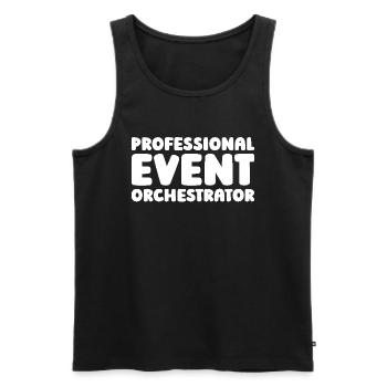 Organisateur d’événements - Débardeur bio Premium Homme - noir - Devant - AI Model Male 178 light (178cm)