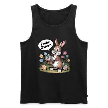 Joyeuse Décoration de Pâques Lapin de Pâques pour les célébrations - Débardeur bio Premium Homme - noir - Devant - AI Model Male 178 light (178cm)